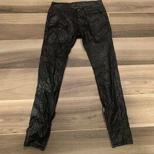 MNML black skinny polyurethane men’s pants. Like new. Zippers on legs. Size 28